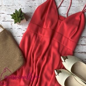 Express Red Chiffon Vneck Cutout Strappy Dress 0